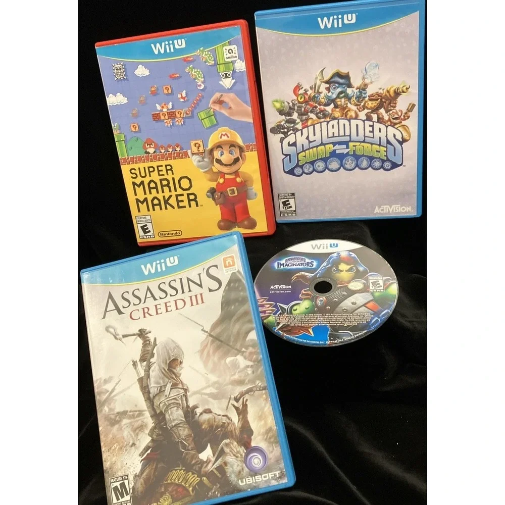 Nintendo Wii U Video Games Super Mario Maker Assassin’s Creed Skylander Lot of 4